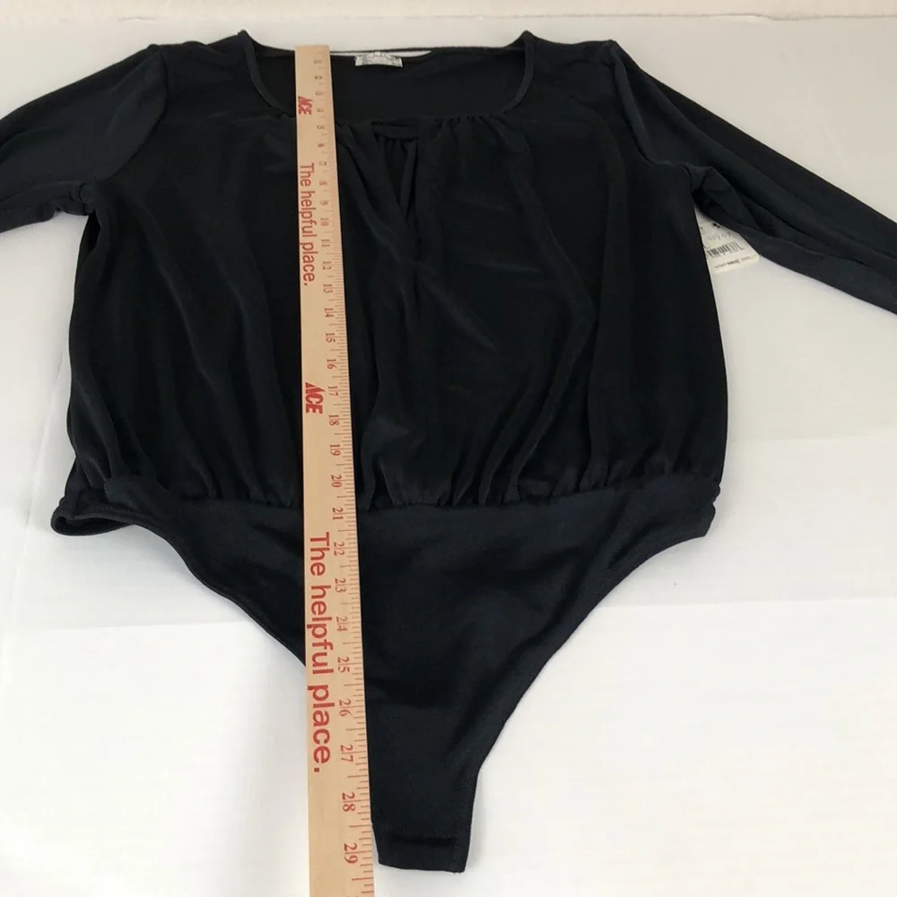 Free People New Kaya V Neck Keyhole Bodysuit Black Size XL - Picture 13 of 14